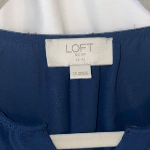 LOFT Ruffle sleeveless blouse in navy blue